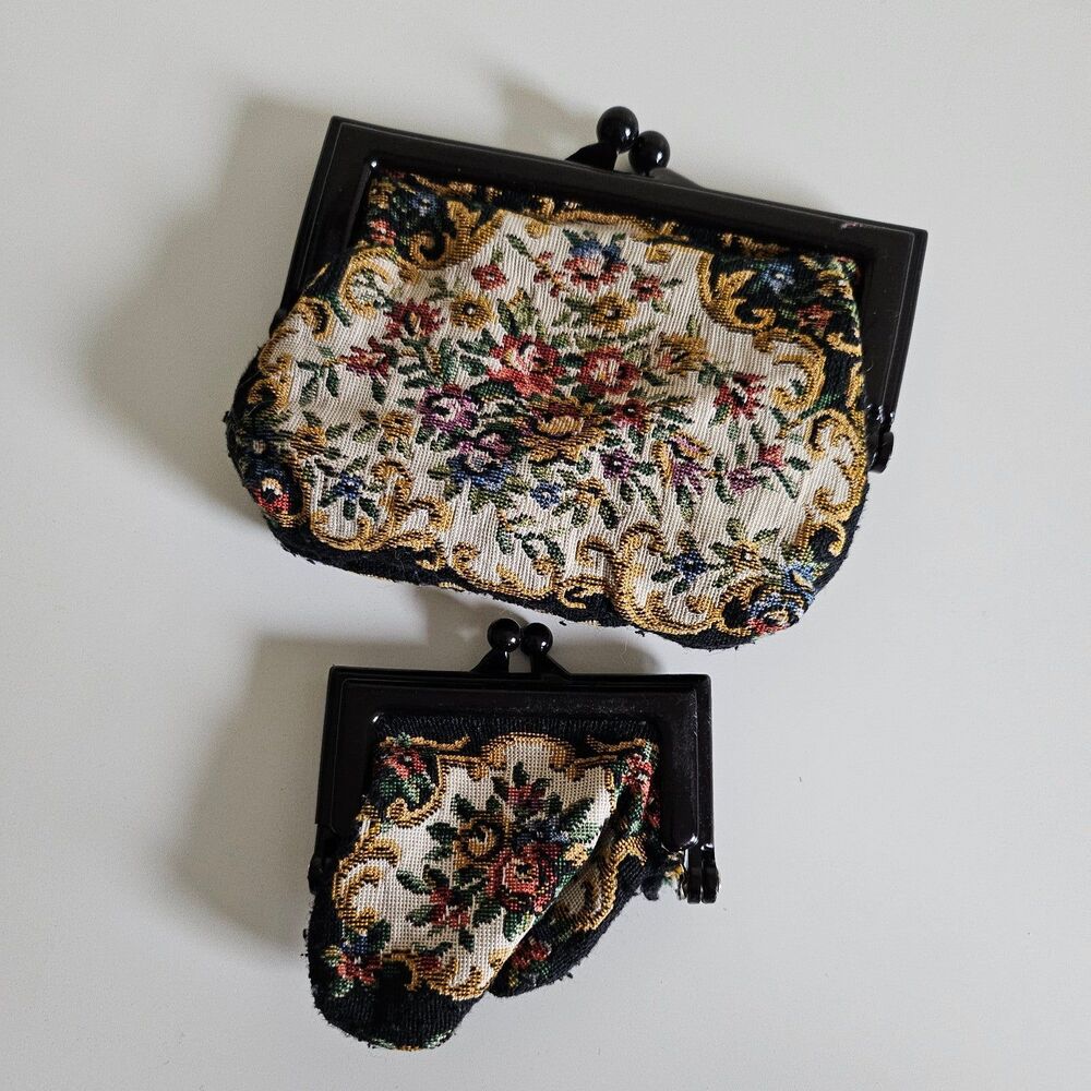 Vintage Tapestry Clutch and Coin Purse